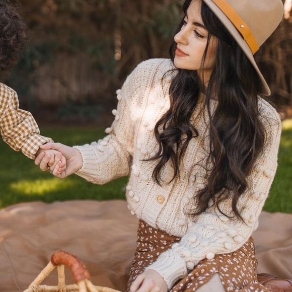 Rylee + Cru Sweaters - Rylee and Cru Bobble Cardigan in ivory